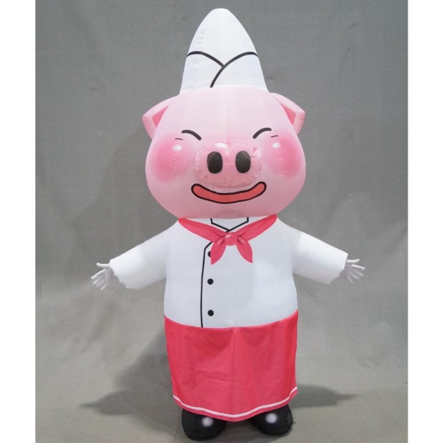 국내제작 에어마스코트 음식점 요리사 돼지 인형탈 레스토랑 행사 코스튬플레이 의상 나만의 로고와 문구 삽입가능