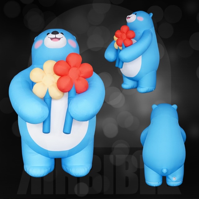 3미터 꽃을든 블루베어 곰 캐릭터 조형물